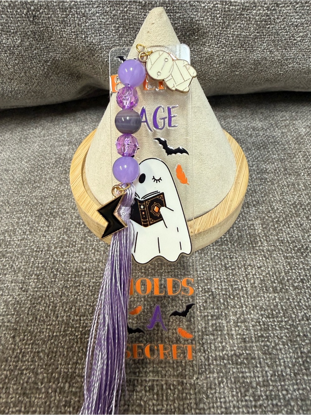 Hand Crafted Purple Ghost Beaded Tassel Notebook Charm